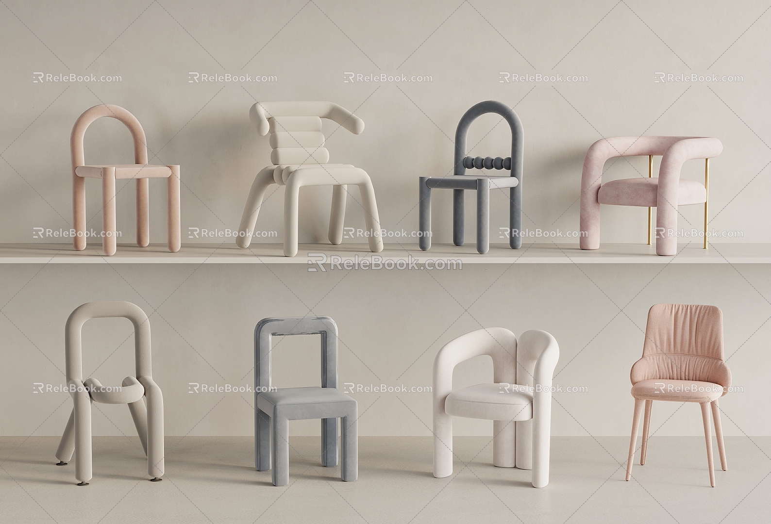 Modern Children's Chair Writing Chair 3d model