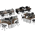 Modern Office Desk And Chair Sets With Partitions Computers And Ergonomic Chairs