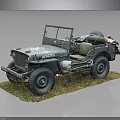 Vintage Military Jeep With Open Top Design Large Tires And Grassy Base
