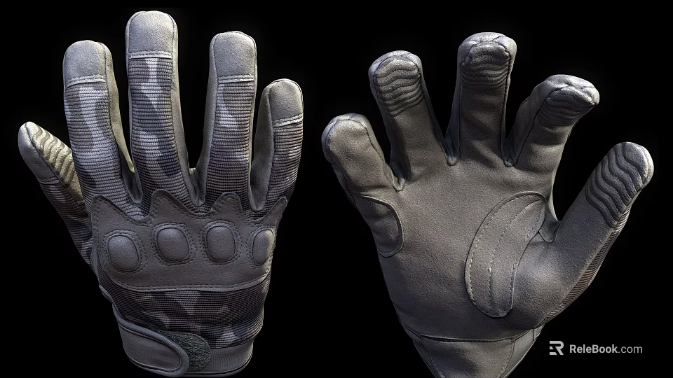Tactical Gloves With Camouflage Pattern And Solid Color Protective Durable Design 3d model 