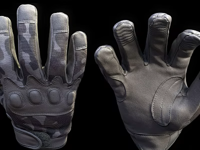 Tactical Gloves With Camouflage Pattern And Solid Color Protective Durable Design 3d model