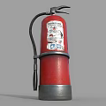 Red Fire Extinguisher with Mounted Hose and Instruction Label as Safety Equipment