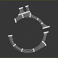 White Circular Scene Structure With Grid Like Framework And Support Elements 3d model