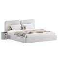 Modern Background Double Bed With Bedside Table Soft Pillows and Blanket 3d model