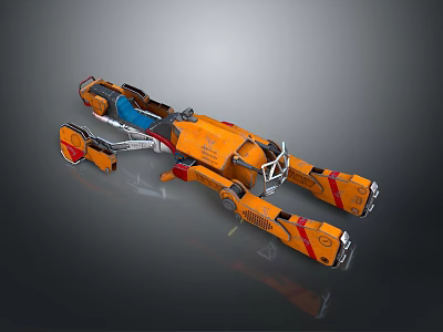 Futuristic Orange Concept Car Showcasing Mechanical Design And Metallic Details 3d model
