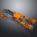 Futuristic Orange Concept Car Showcasing Mechanical Design And Metallic Details