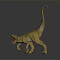 Realistic 3D Dinosaur Model In Dynamic Pose With Open Mouth And Raised Tail