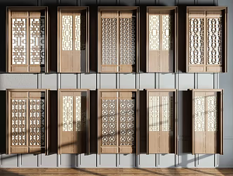 Chinese-style double-door double-door combination 3d model
