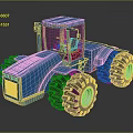 Blue Tractor With Massive Tires Transparent Cab And Sturdy Front Design 3d model