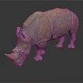 Detailed Brownish Gray Rhinoceros 3D Model With Textured Surface On Dark Background