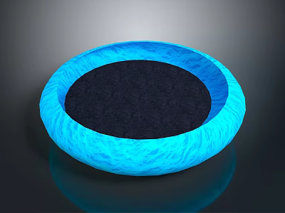 Blue Round Pet Bed With Soft Textured Surface And Dark Comfortable Inner Lining 3d model