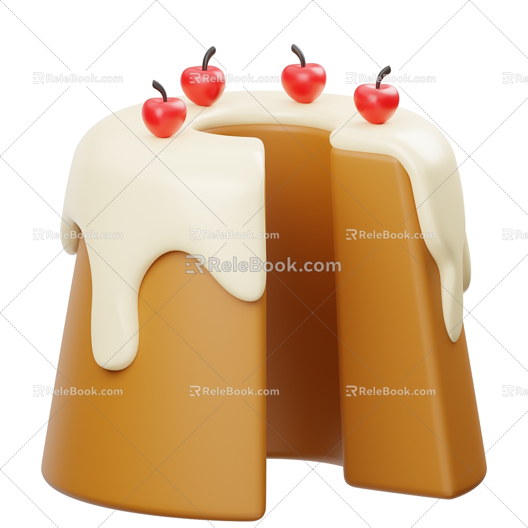 Modern Cake Bread Pastry Dessert Cartoon Cake 3d model