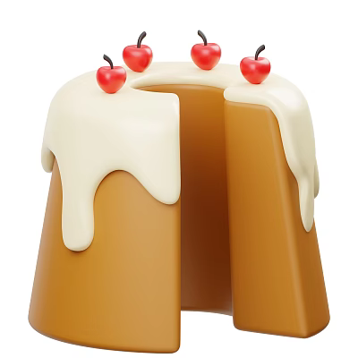 Delicious Caramel Cake With Dripping White Icing And Red Apples On Top 3d model