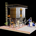 Industrial Processing Equipment With Yellow Tower Structure Pipeline And Auxiliary Components