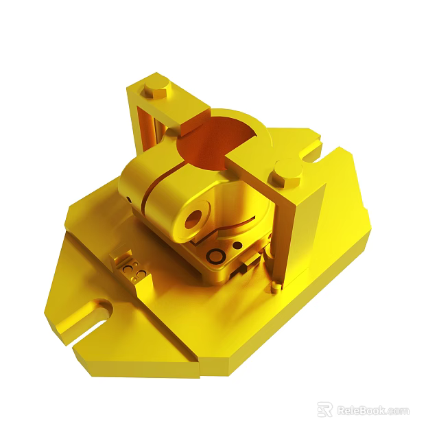 Yellow Mechanical Part With Precision Structure And Metal Material Design 3d model 