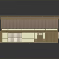 Traditional Japanese Wooden Building Featuring Red Tiled Roof And Lattice Windows