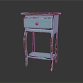 Turquoise Vintage Side Table With Single Drawer Distressed Legs And Rustic Metal Knob