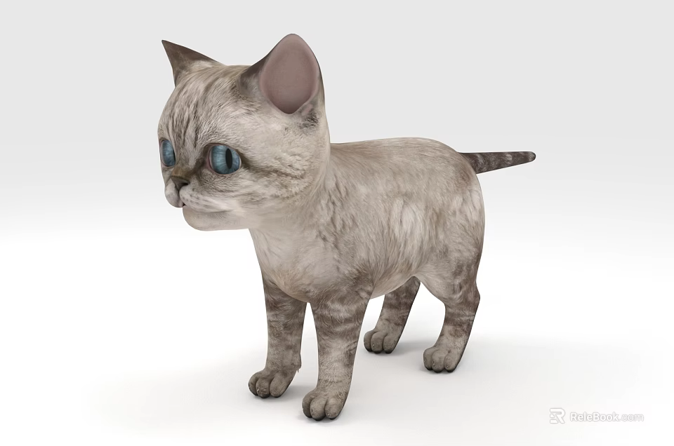 Gray Scaled Reptile Lizard With Blue Eyes On White Background Surface 3d model