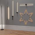 Modern lamp combination linear wall lamp combination 3d model