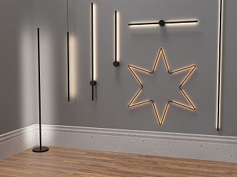 Modern lamp combination linear wall lamp combination 3d model