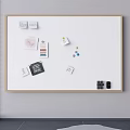 Wall Mounted Whiteboard With Colorful Sticky Notes And Stationery Items 3d model