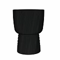 Black Modern Side Table With Ribbed Base And Smooth Circular Top