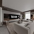 Modern Elegant Open Plan Living And Dining Room With Marble Accents And Warm Wood Furnishings