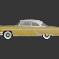 Vintage Yellow And White Classic Car With Retro Design And Chrome Accents