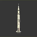 Realistic White Rocket Model With Multistage Structure Red Markings And Engine Base 3d model