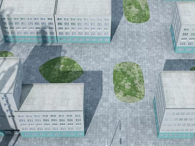 Modern Industrial Factory Buildings With Well Arranged Layout And Green Grass Patches 3d model