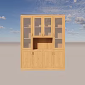 Modern Wooden Sideboard With Glass Doors And Storage Cabinets In Simple Interior