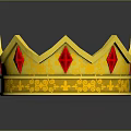 Shiny Golden Crown With Red Gemstones And Intricate Decorative Patterns