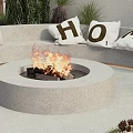 Modern Garden Landscape Design With Circular Platforms Fire Pit Seating And Cacti