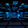 Tencent Conference Hall Interior With Multiple Blue Screens And Audience Seats Setup 3d model