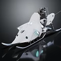 Futuristic White Snow Vehicle Featuring Ski Design Transparent Windows And Mechanical Structure