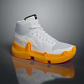 Stylish High Top Sneakers White Upper And Orange Sole With Classic Laces And Modern Design