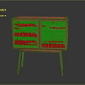 Modern Wooden Cabinet With Woven Rattan Doors And Slender Legs For Home Decor