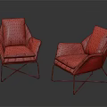 Modern Stylish Leather Accent Chairs In Black Red With Metal Frame