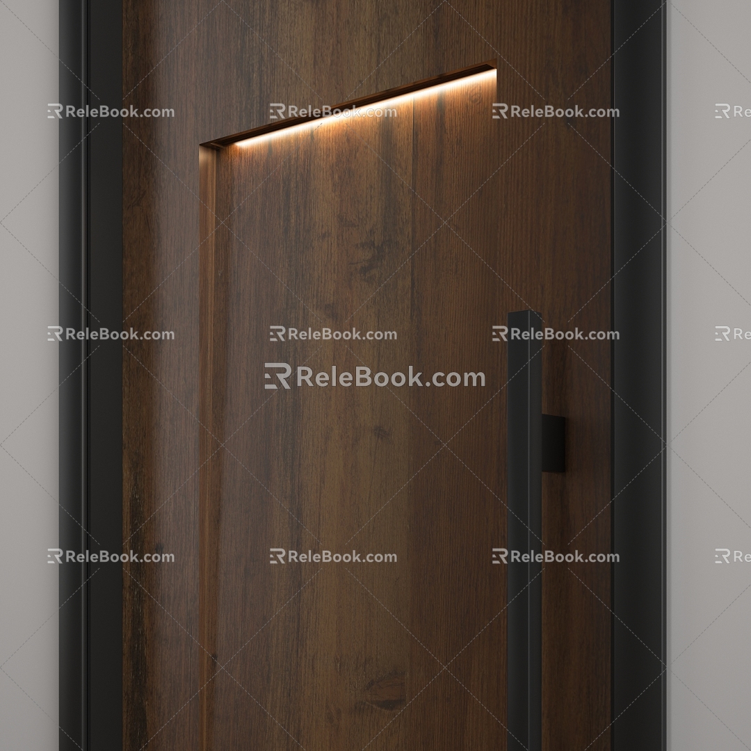 swing door wooden door bedroom door bedroom door wall lamp 3d model