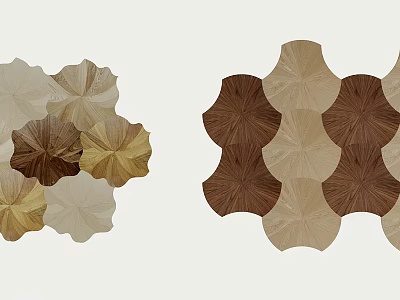Geometric Petal Shaped Floor Tiles In Light Brown Dark Brown And Beige Tones 3d model