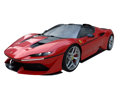 Red Ferrari Sports Car With Convertible Design Sleek Aerodynamic Body And Alloy Wheels 3d model