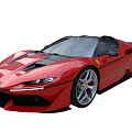 Red Ferrari Sports Car With Convertible Design Sleek Aerodynamic Body And Alloy Wheels