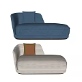 Modern Blue and Beige Chaise Lounge with Decorative Accent Pillows 3d model