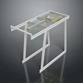 White Metal Frame Structure With Glass Panel For Modern Kitchen Design