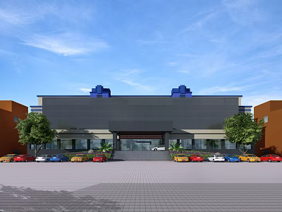 Exterior wall of modern office building 3d model