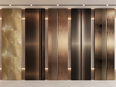 Decorative Wall Panels with Various Metallic Textures Gold Brown Finishes for Modern Interior Decoration 3d model