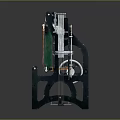 Vintage Manual Printing Press With Green Frame Wooden Base And Metal Rollers