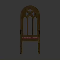 Wooden Leisure Chair with Arched Backrest Pink Floral Fabric Seat and Armrests