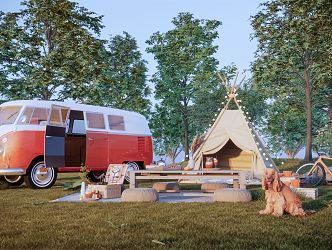 Modern camping tent 3d model