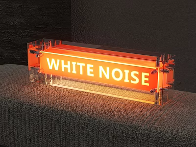 White Noise Light Box with Orange Neon Glow on Gray Fabric Surface 3d model
